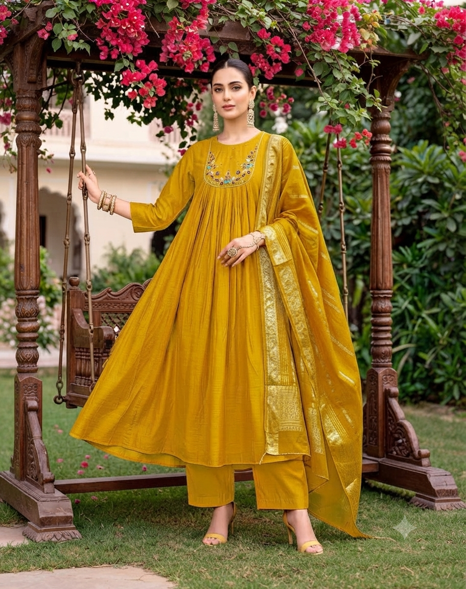 Embroidered Anarkali Suit Set