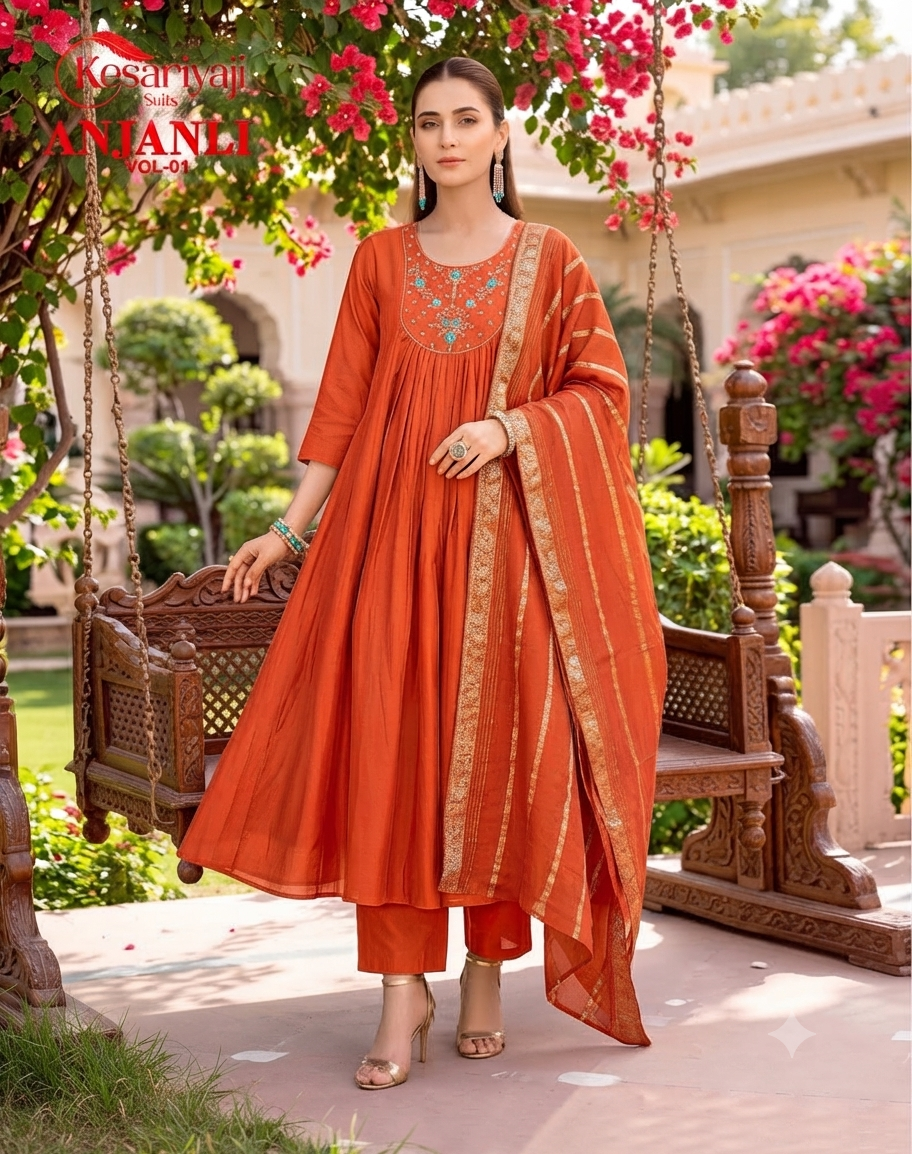 Embroidered Anarkali Suit Set
