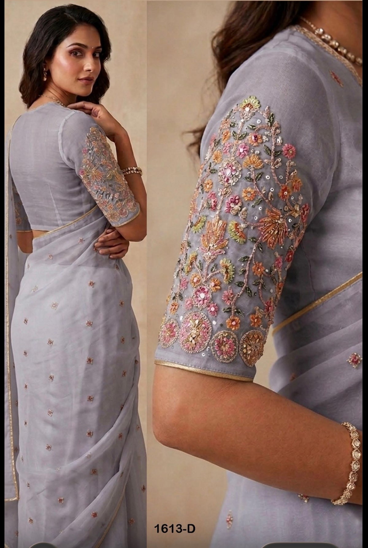 Designer Organza Saree with Heavy Handwork