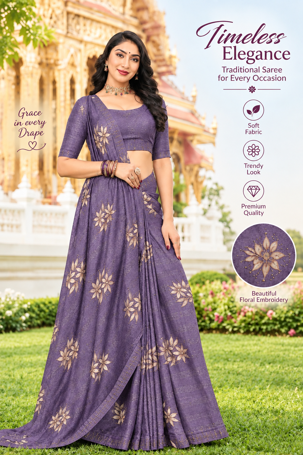 Floral Print Saree