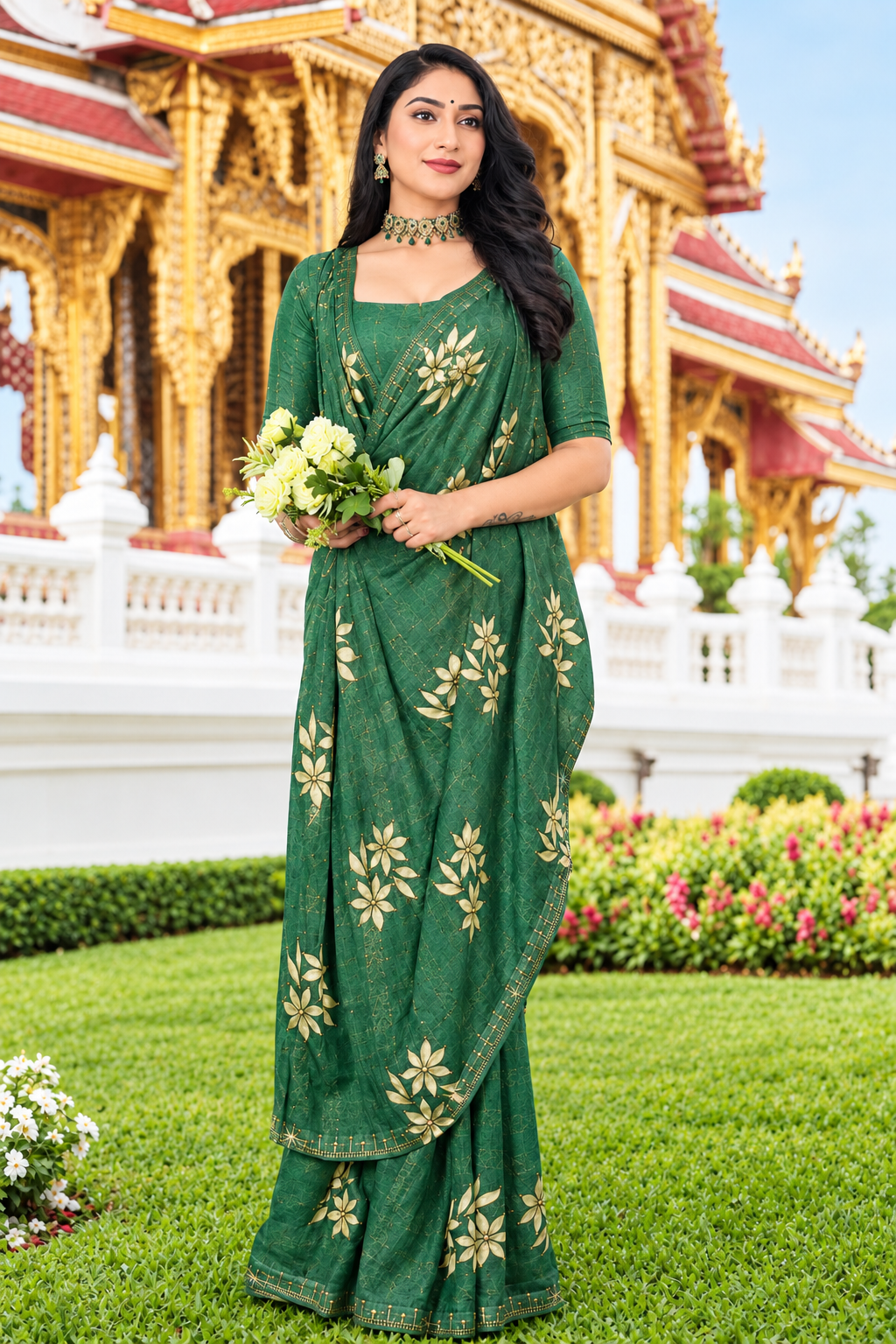 Floral Print Saree