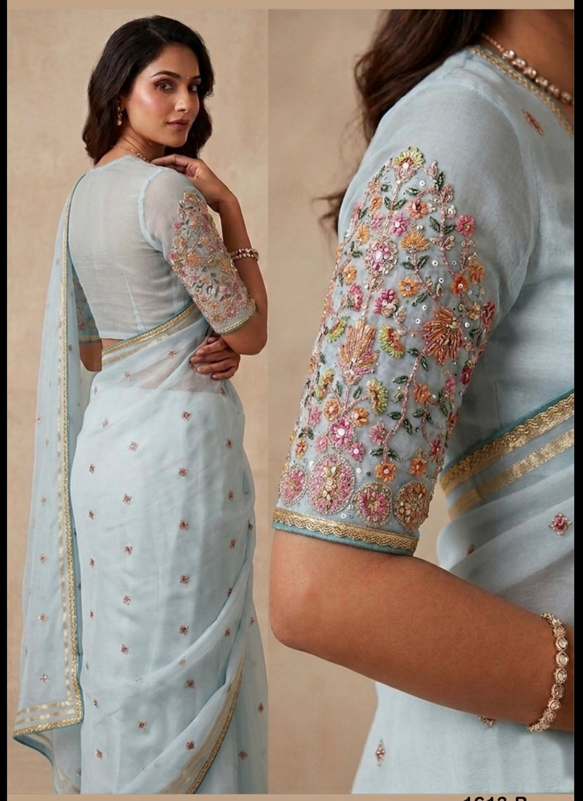 Designer Organza Saree with Heavy Handwork