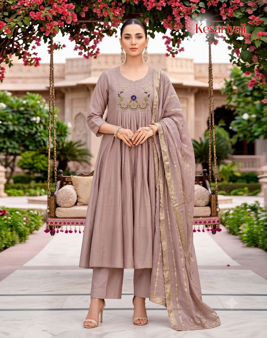 Embroidered Anarkali Suit Set