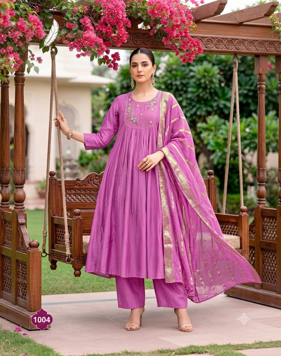 Embroidered Anarkali Suit Set