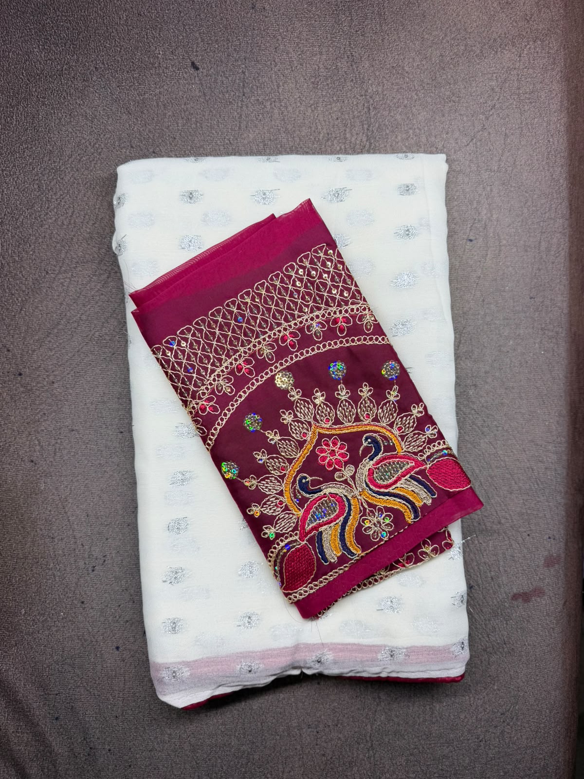White Radha Rani Saree