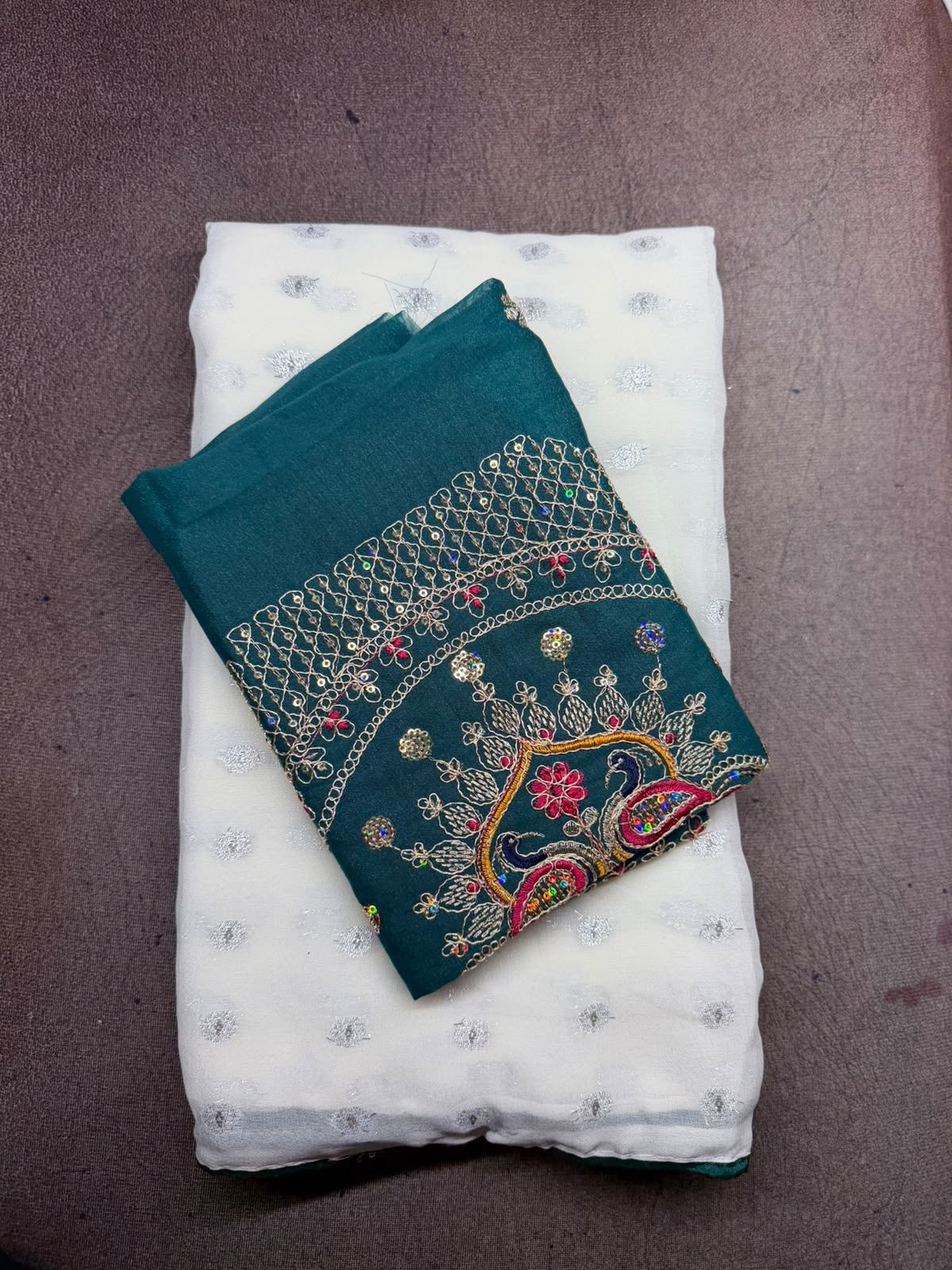 White Radha Rani Saree