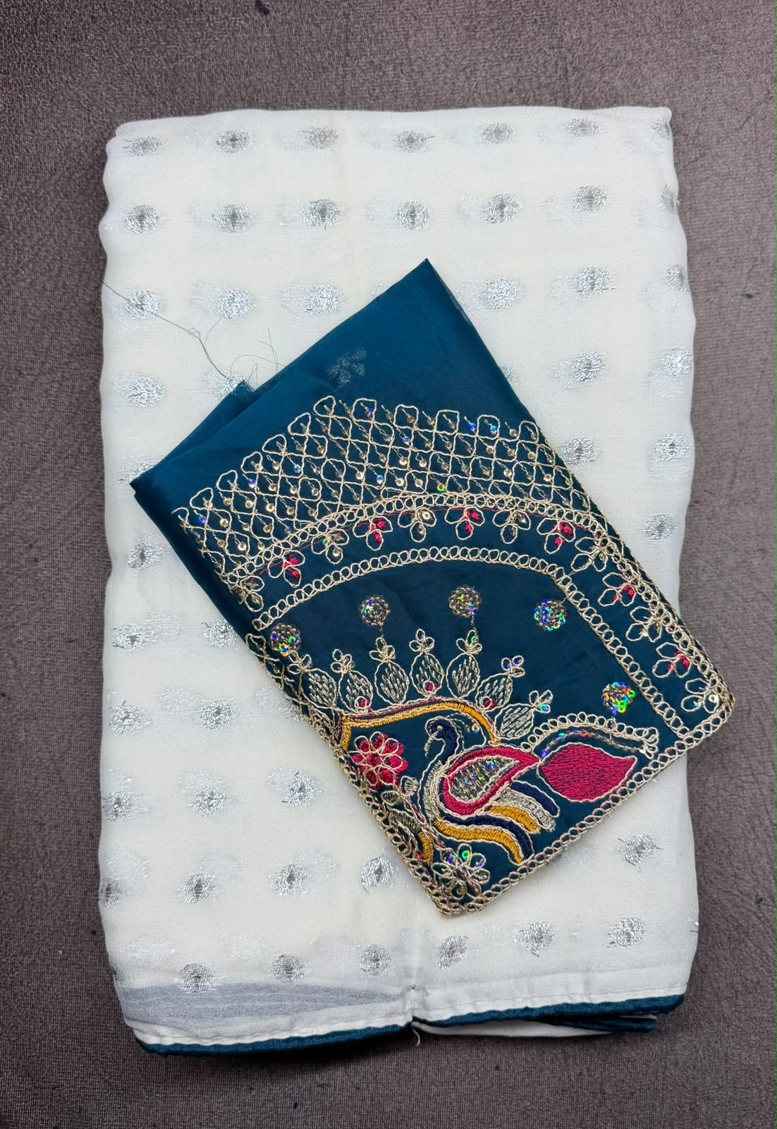 White Radha Rani Saree