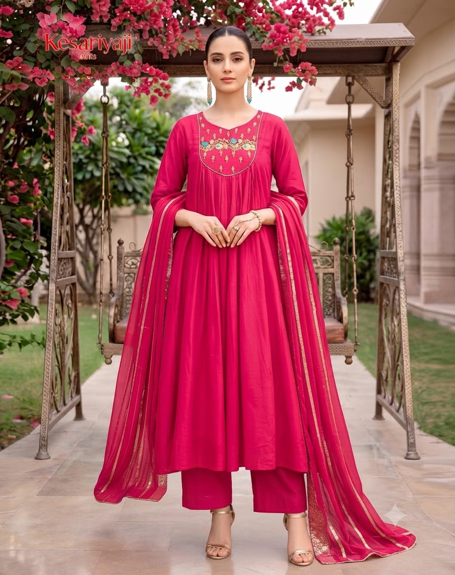 Embroidered Anarkali Suit Set